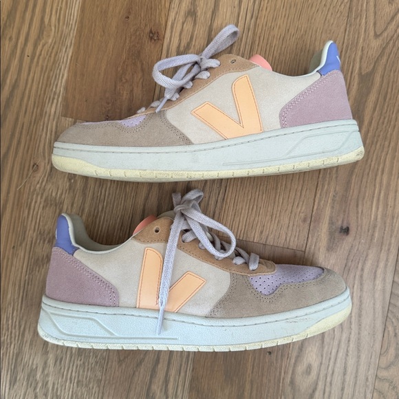 VEJA V-10 SUEDE MULTICOLOR PEACH sneakers size 7.5 - Picture 8 of 13